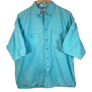 Blue Button Up Collared Shirt w/ Two Pockets